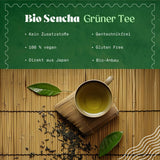 Naturalebio Japanse Sencha-thee - 200 g Biologische groene thee - 100% pure en natuurlijke Sencha groene thee - losse bladeren van de eerste oogst - biologisch product geteeld in Japan