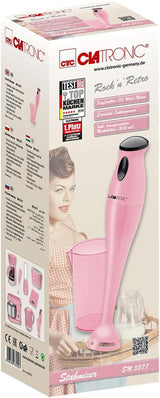 Clatronic Stabmixer/Pürierstab/Blender/Stab-Mixer/Stick/Mixstab SM 3577; Edelstahl-Schlagmesser; Voor Smoothie, Kürbispüree, Babybrei, Milchshake; Mit Mixbehälter (500 ml); 180 Watt; Roze keuken Naty Shop