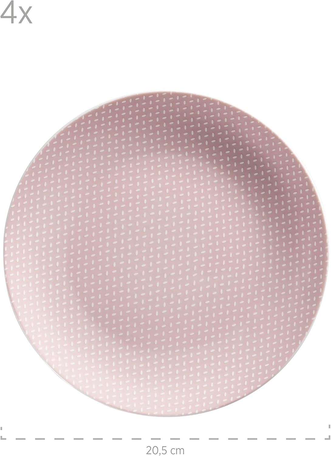 MÄSER Kitchen Time II, Serviesset voor 4 personen, Combiservies met 16 stuks in pastelkleuren met subtiel patroon, Porselein, Roze