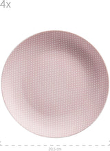 MÄSER Kitchen Time II, Serviesset voor 4 personen, Combiservies met 16 stuks in pastelkleuren met subtiel patroon, Porselein, Roze