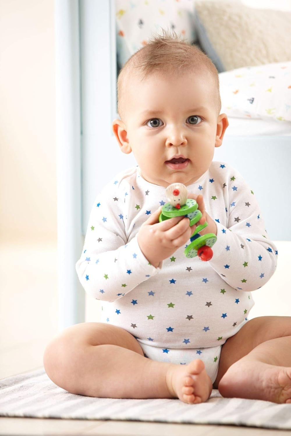 HABA 1068 - Flapsi grijpspeeltje, vrolijk speeltje voor baby's en peuters, gemaakt van hout vanaf 6 maanden, motorisch speeltje met rammelgeluid Babyspeelgoed Naty Shop