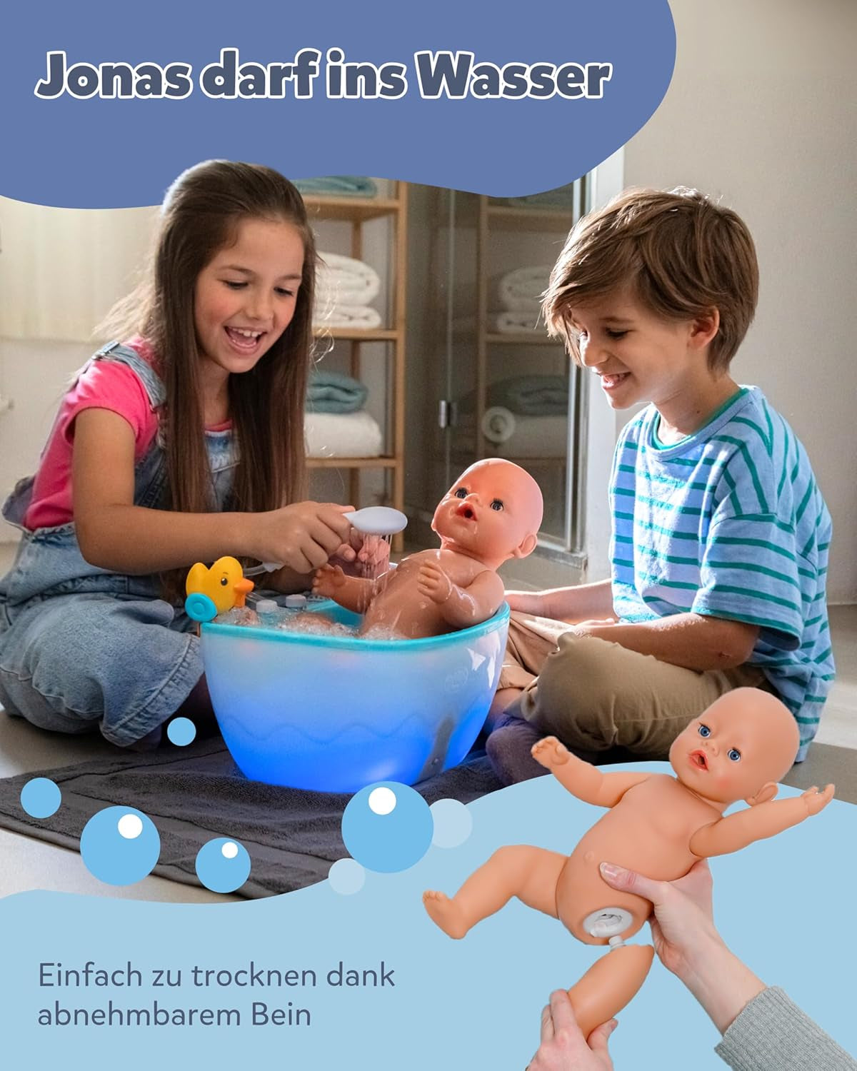 BABY Born Jonas - babypop 43 cm - 10 functies inclusief accessoires en matras - Werkt volledig zonder batterijen - Geschikt voor kinderen vanaf 3 jaar
