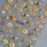3 Stück Nagelsticker Set-Zelfklevende Nagelfolie Met Blumen- en Bienenmotifen-Nail Art Sticker Für Kreatives Nageldesign-Nageltattoos en Zubehör