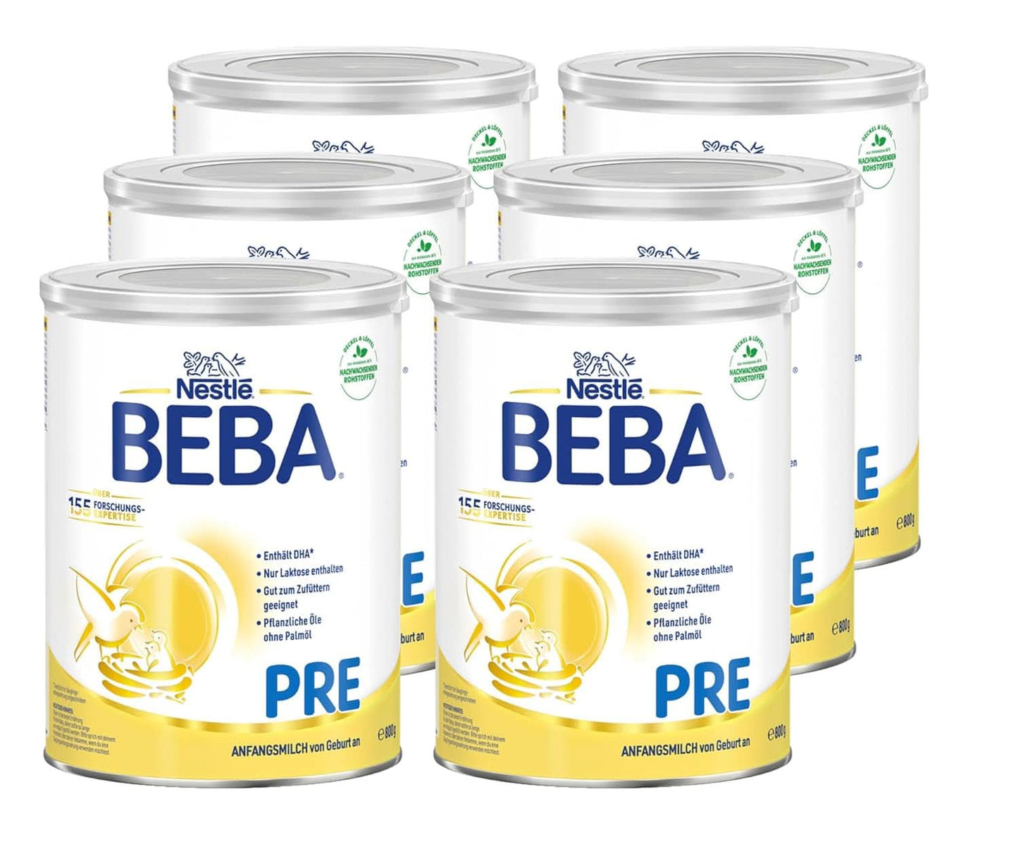 BEBA PRE Beginmelk vanaf de geboorte, babyvoeding met DHA, alleen lactose, zonder palmolie, pak 3 (3 x 800 g) Naty Shop PRE 6 x 800 gram
