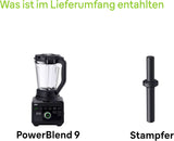 Braun Hochleistungsmixer Powerblend 9 JB9040 – Standmixer Met Glas-Mixkrug, 18 Mixprogramma, 10 Geschwindigkeiten + Pulsefunktion, Heiße Suppen Funktion, Reinigungsprogramm, Stampfer, 1600 W, Schwarz Kitchen Naty Shop