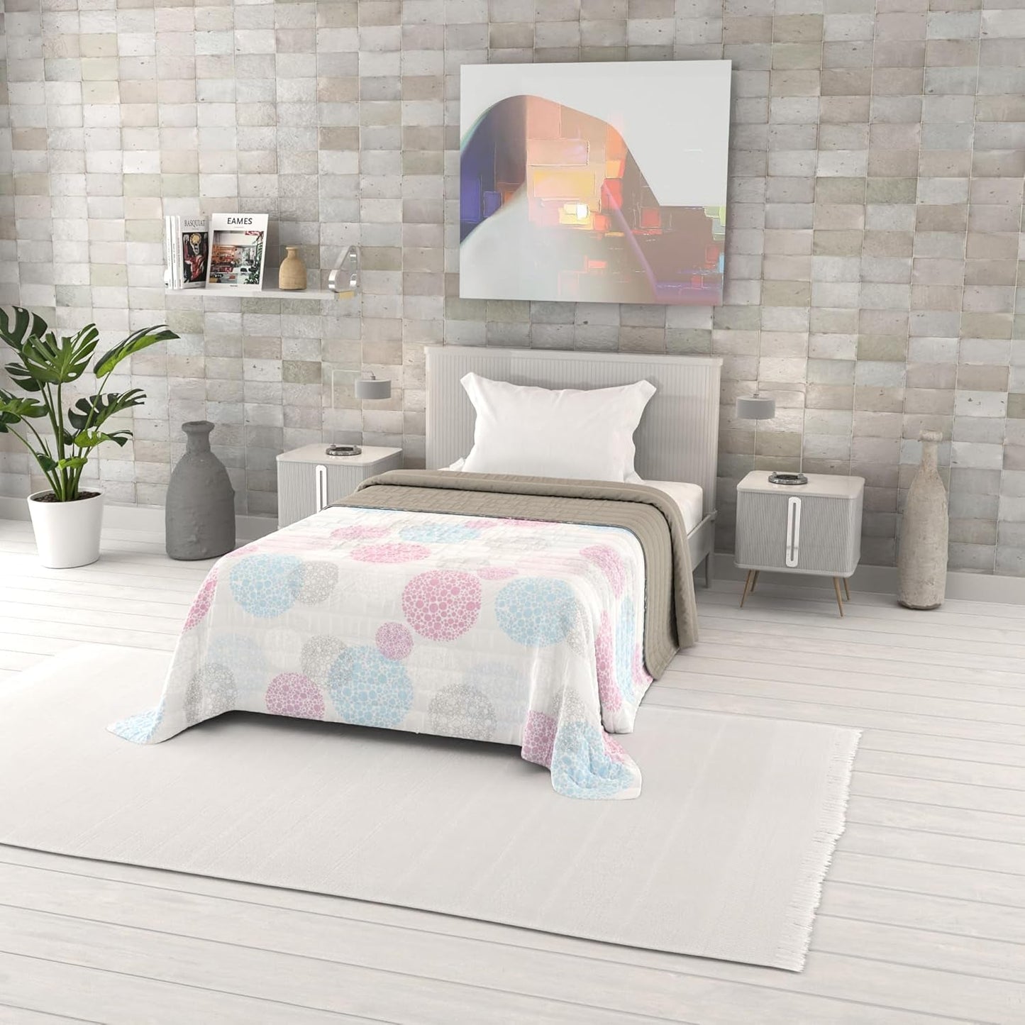 Zomerdekbed met fantasieprint, polyestervulling, Bloemblaadjes, 260X270Cm Dekbedden en dekbedden Naty Shop Molecule 220X270Cm