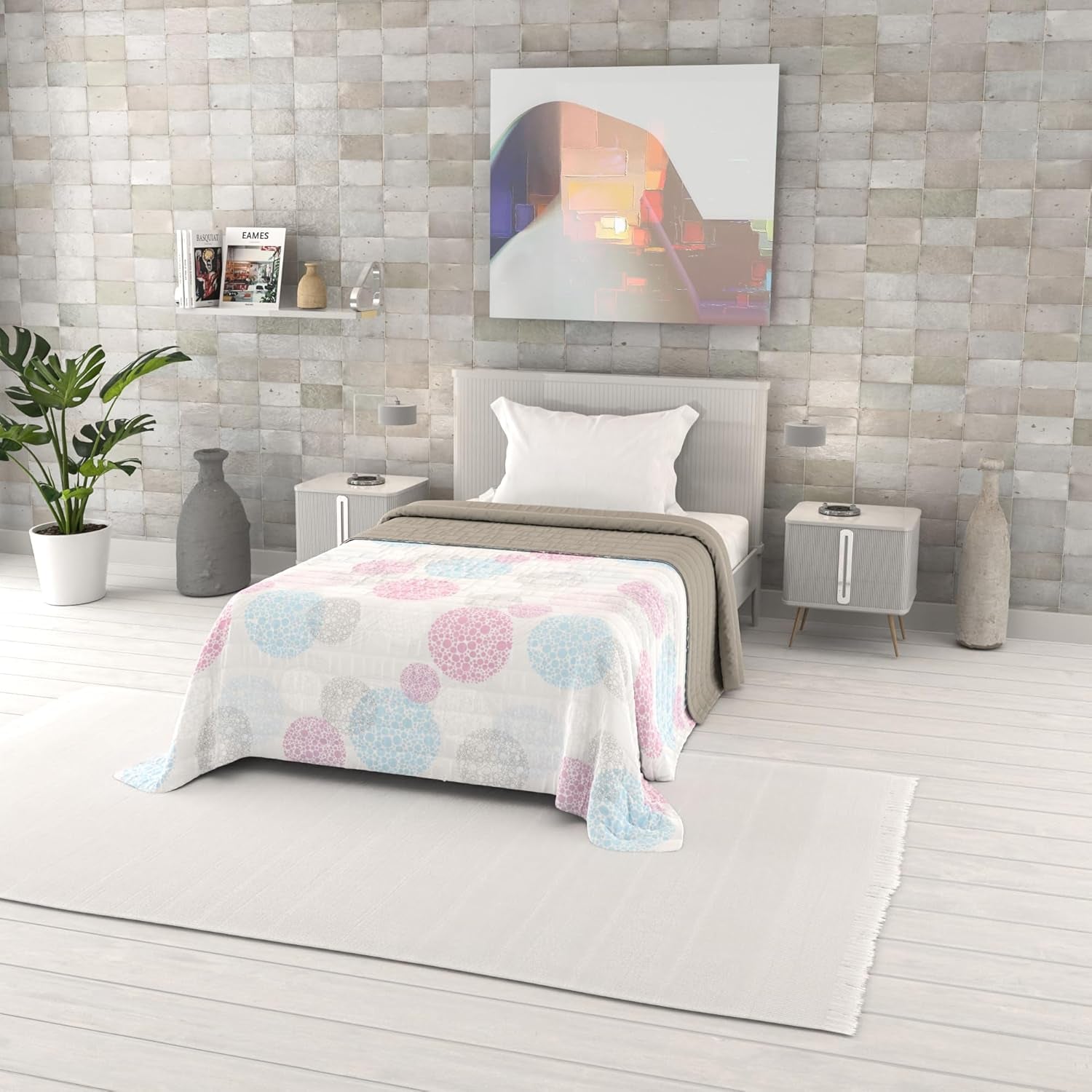 Zomerdekbed met fantasieprint, polyestervulling, Bloemblaadjes, 260X270Cm Dekbedden en dekbedden Naty Shop Molecule 220X270Cm
