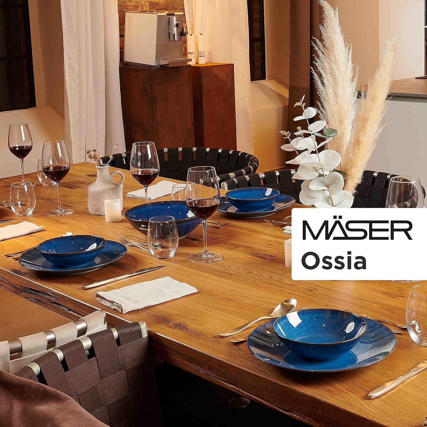 MÄSER ontbijtset, OSSIA keramiek, koningsblauw, blauw