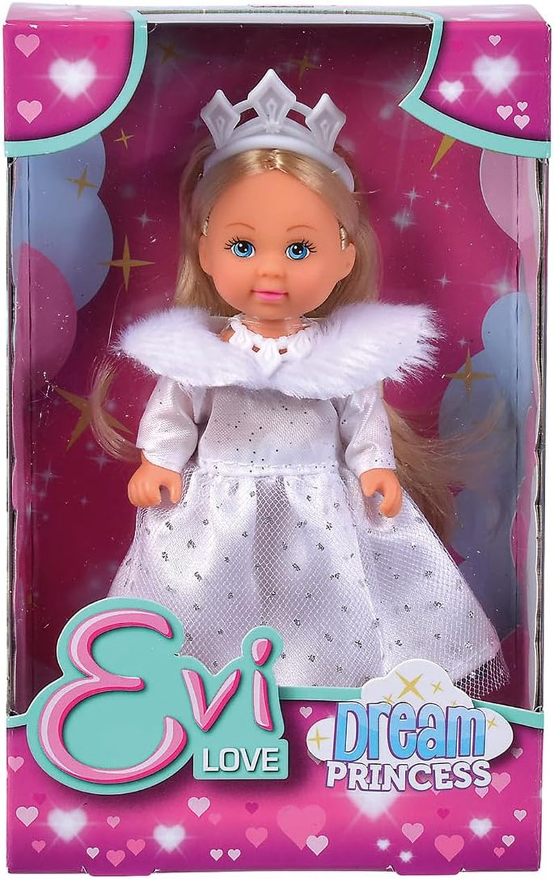 Simba Evi Princess of Love's Dreams, speelpop in een dromerige winterjurk met bontrand en glitterelementen, 12 cm, vanaf 3 jaar