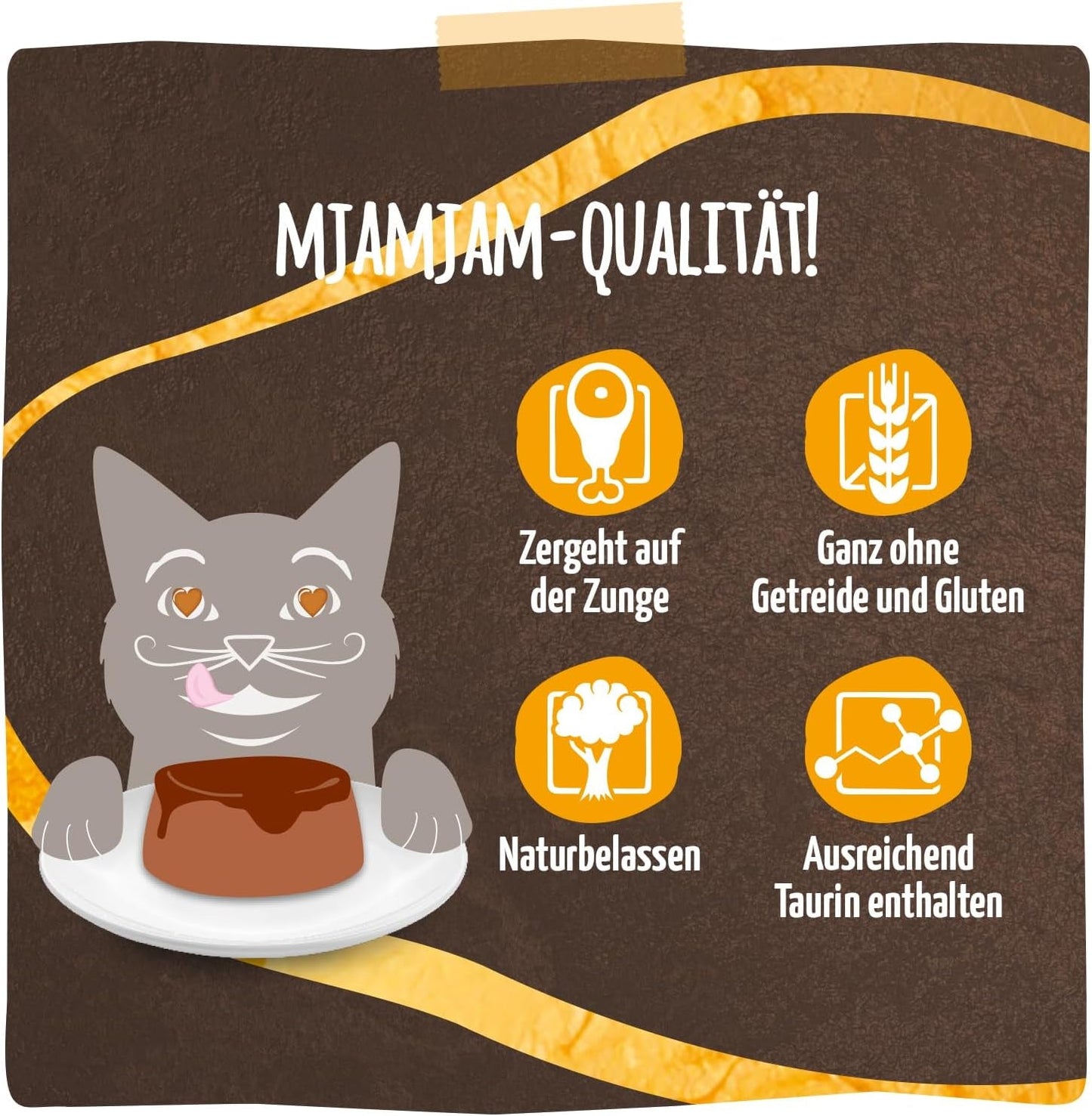 MjAMjAM - Premium natvoer voor katten - Panna Gatto - malse kip met een edele topping, verpakking van 12 (2x80g), graanvrij