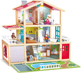 Hape Poppenvilla Houten poppenhuis met 10 kamers Creatief rollenspel inclusief meubels en accessoires Educatief speelgoed voor kinderen vanaf 3 jaar