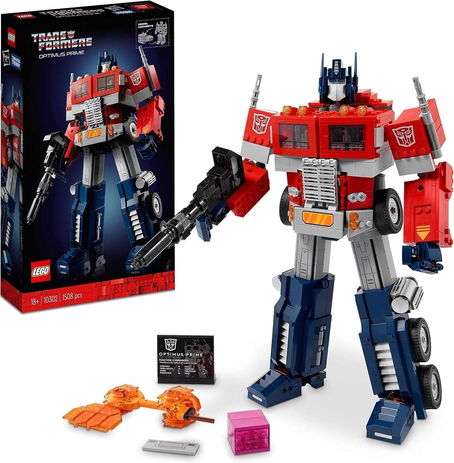 LEGO 10302 Icons Optimus Prime Set, 2-in-1 robotfiguur en vrachtwagenmodel, Transformers speelgoedmodelset voor volwassenen, verjaardags- of kerstcadeau voor mannen, vrouwen, haar en hem Bouwsets voor eenpersoonsbed in LEGO-Store