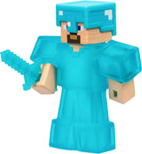 Heroes of Goo Jit Zu - Uitbreidbaar Minecraft-figuur - Steve met diamanten pantser en zwaard, super rekbare Goo Filler met verborgen diamantelement erin, uitbreidbaar tot actiefiguren van 3x formaat Naty Shop