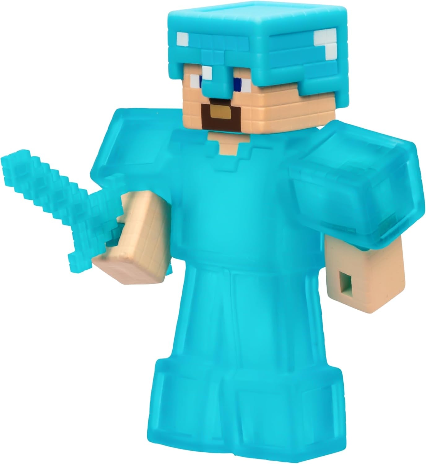 Heroes of Goo Jit Zu - Uitbreidbaar Minecraft-figuur - Steve met diamanten pantser en zwaard, super rekbare Goo Filler met verborgen diamantelement erin, uitbreidbaar tot actiefiguren van 3x formaat Naty Shop