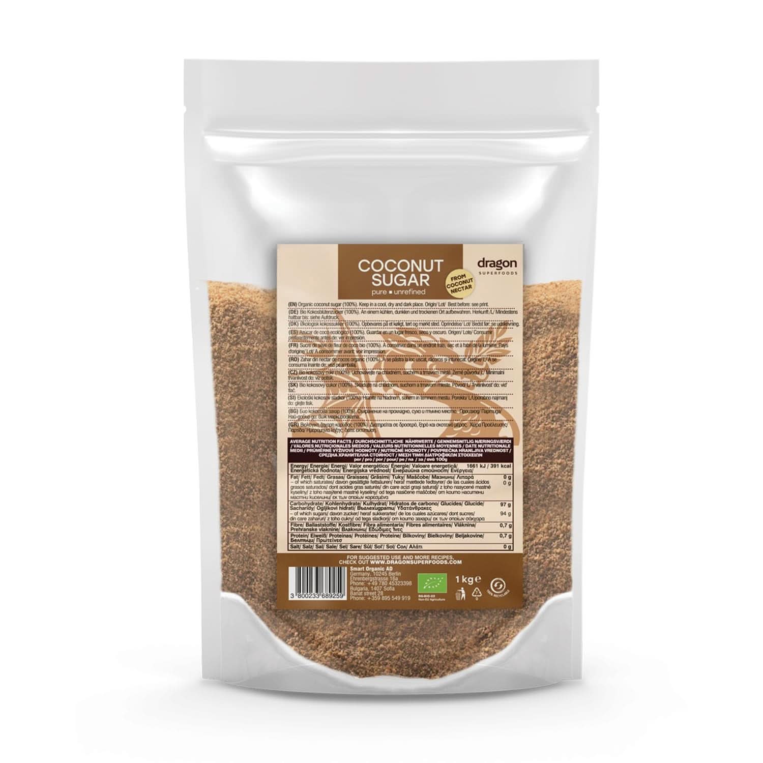 Kokossuiker-100% biologisch, ongeraffineerd, 1 Kg Zoetstoffen Naty Shop 1 Kg