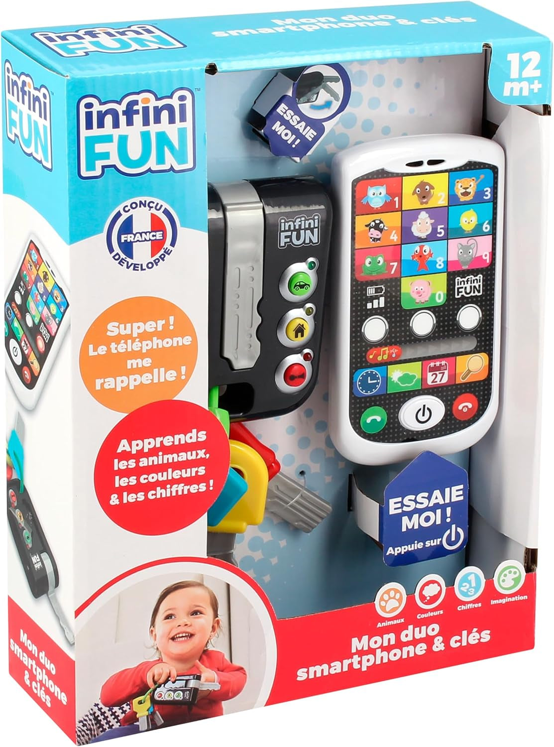 My Duo High-Tech Phone + Key - Een zeer realistische telefoon en sleutel. - Speelgoed voor meerdere leerprojecten vanaf 12 maanden Bebe Naty Shop Toys
