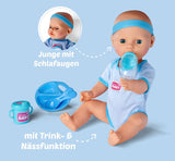 Simba 105030044 - pasgeboren pop - jongen, volledig vinyl pop met slaapogen, drink- en bevochtigingsfunctie en accessoires, 8 stuks, 43 cm, babypop, vanaf 3 jaar
