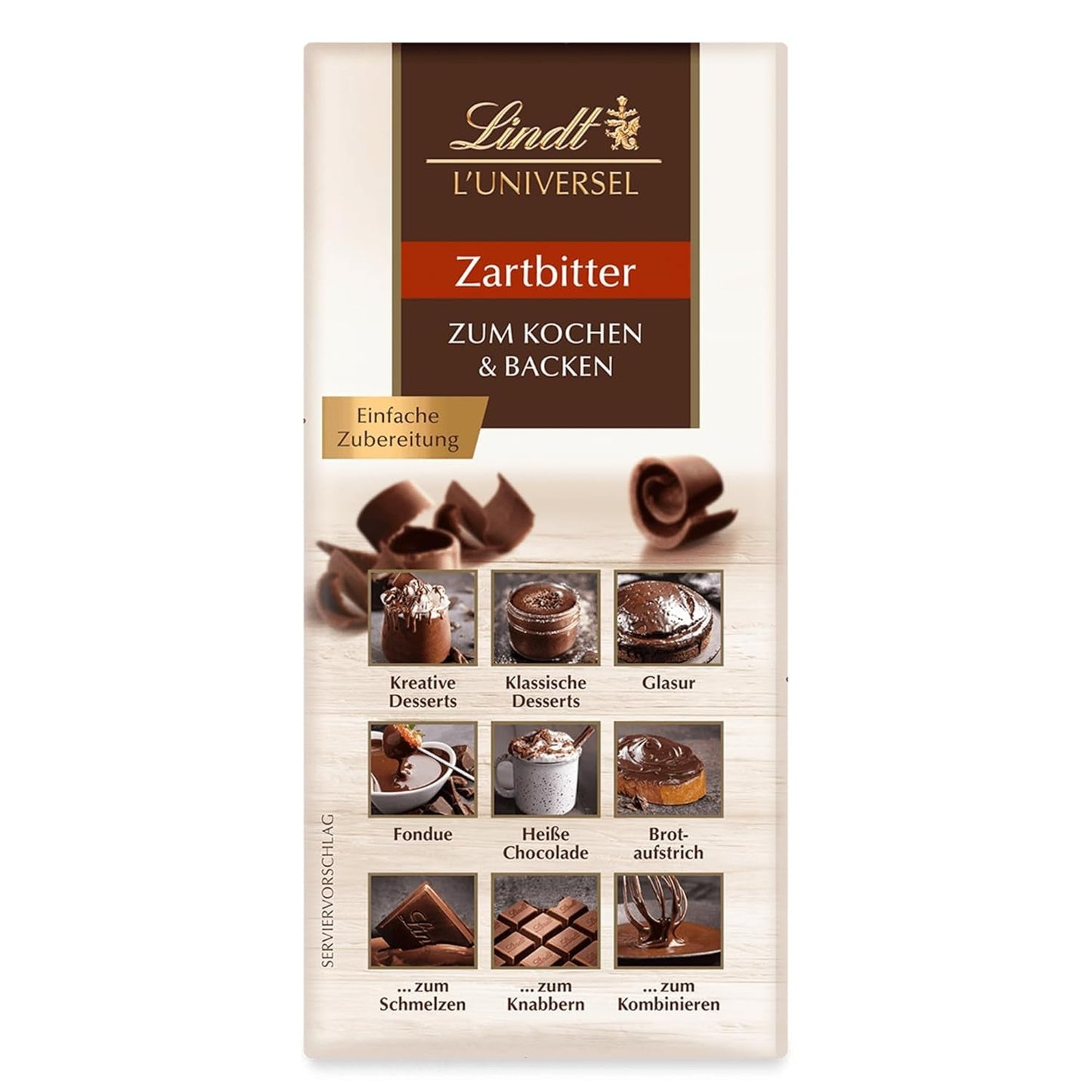 Lindt-chocolade | Het universum | 200g Chocolade om te koken en bakken, voor desserts, als glazuur, fondue, spread of voor snacks | Chocolade om te bakken