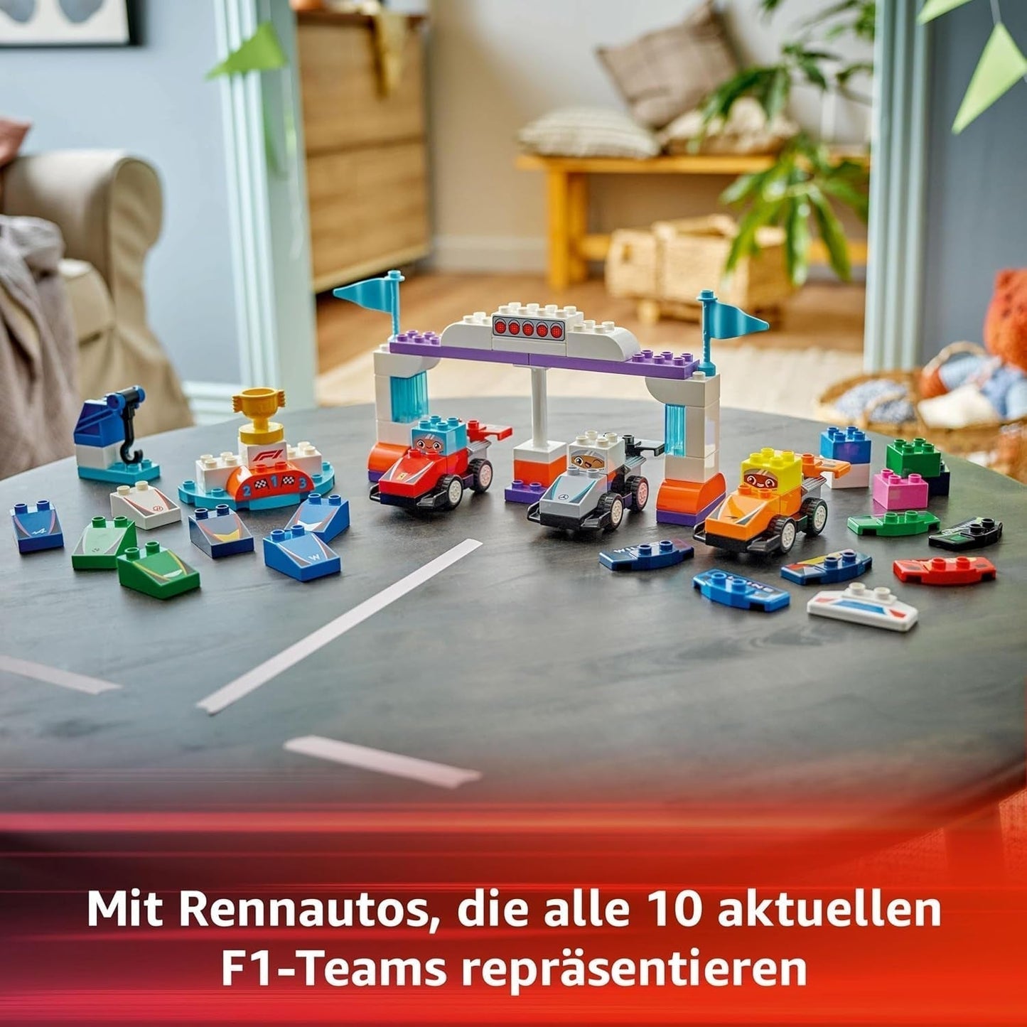 LEGO DUPLO Town F1 Teamraceauto's met racers, bouwspeelgoed voor het hele gezin, fantasierijke speelervaring, verjaardagscadeau voor peuters, jongens en meisjes vanaf 2 jaar 10445 Bouwsets Besuche den LEGO-Store