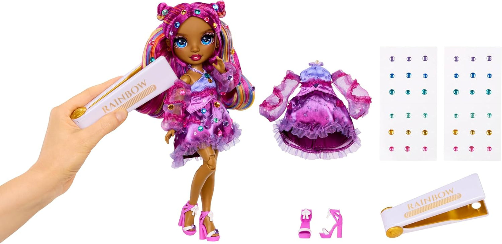 Rainbow High Be Dazzling - Noemie Violette - Lila 28 cm modepop met decoratietool, fonkelende edelstenen en stylingaccessoires