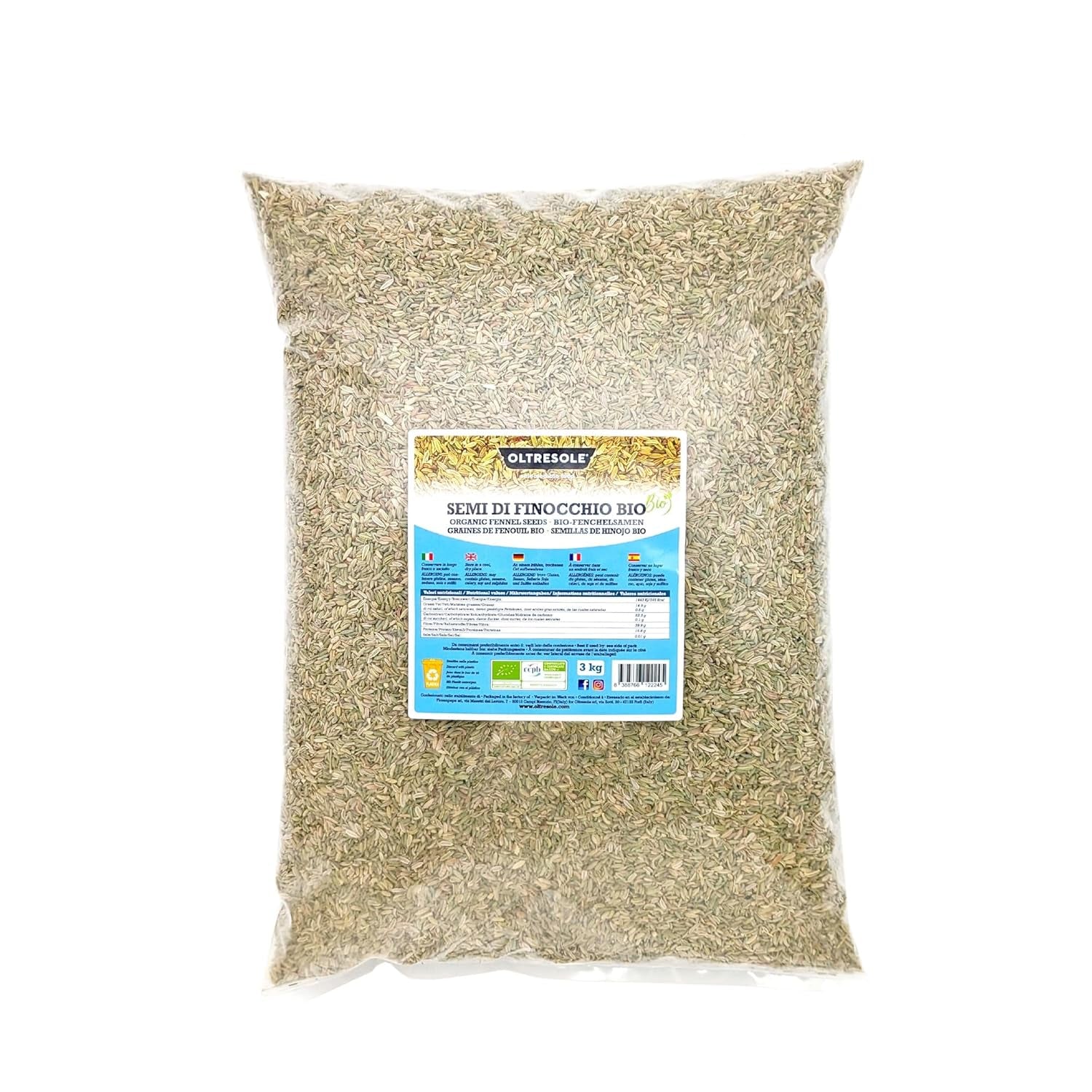 Biologische venkelzaden 3kg Biologische hele zaden Ideaal voor kruidenthee en recepten Perfect voor bakken Handig formaat