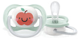 Philips AVENT ultra air-fopspeen - 2-pack, BPA-vrij, ademend, voor baby's 0-6 maanden, inclusief draagtas en sterilisatie, appel/peer (model SCF080/17)