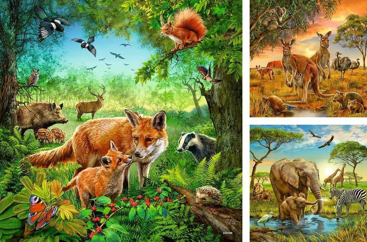 Ravensburger Puzzel voor kinderen - 09330 Dieren van de Aarde - Puzzel voor kinderen vanaf 5 jaar, met 3X49 stukjes Puzzel Naty Shop