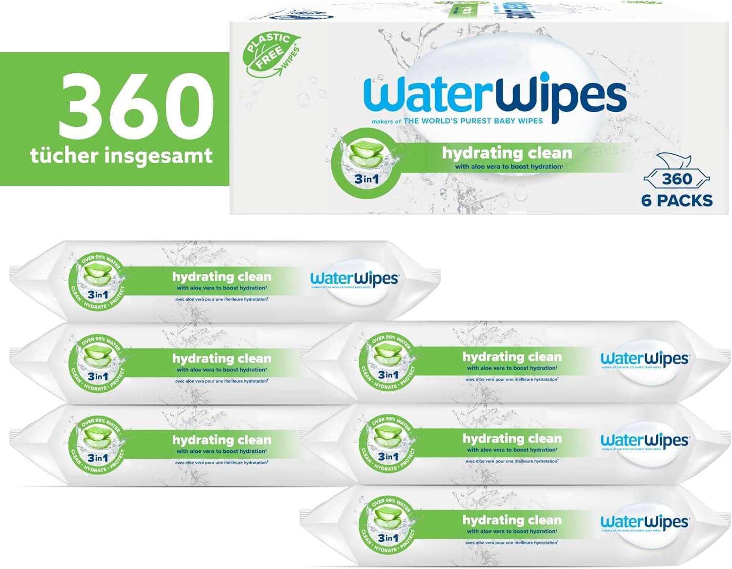 Waterdoekjes Hydraterende en reinigende babydoekjes met 99% water en aloë vera-extract Vochtige doekjes voor gezicht en lichaam Naty Shop