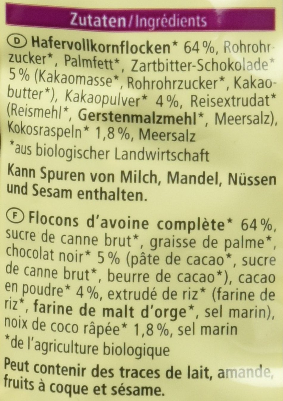 Krokante haverkoekjes met biologische chocolade, 375g