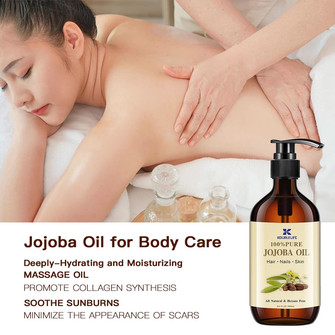 Biologische jojoba-olie 1 liter, 100% pure Cosmetica en Schoonheid Naty Shop
