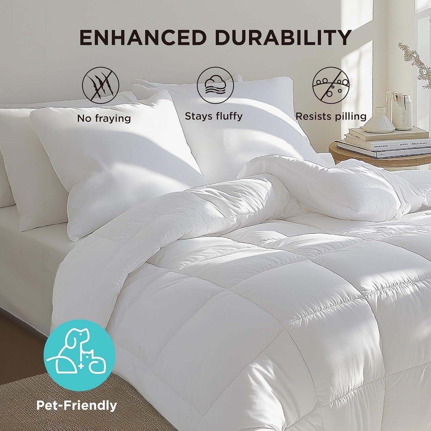 BEDSURE Gewatteerd dekbed Full/Queen (88"X88") Witte dekbedden en dekbedden Naty Shop