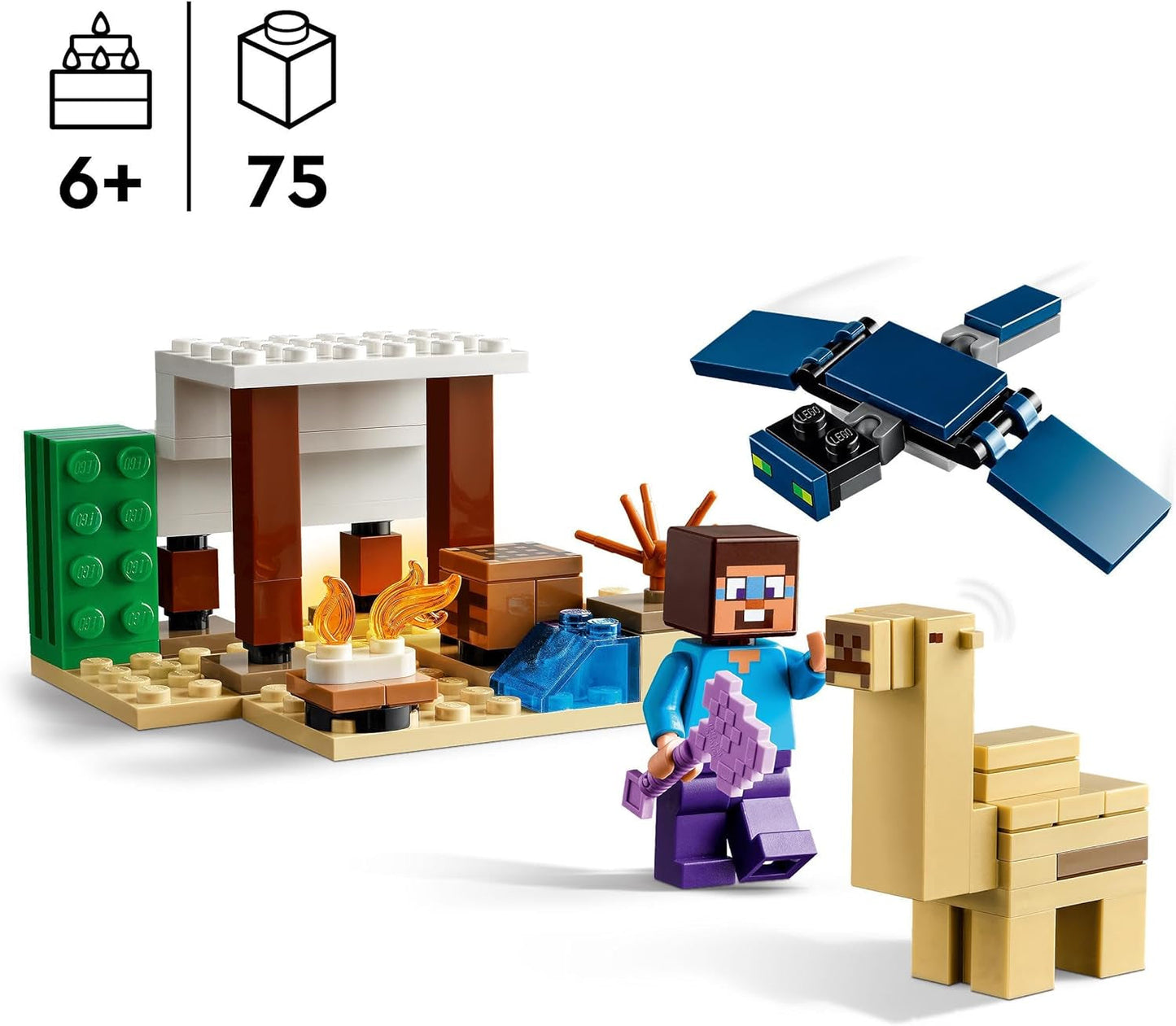 LEGO Minecraft Steve's Desert Expedition, videogameset voor jongens en meisjes, bioom met Steve, huis, beeldjes en kameelspeelgoed, gamercadeau voor kinderen vanaf 6 jaar 21251 Bouwsets Besuche den LEGO-Store