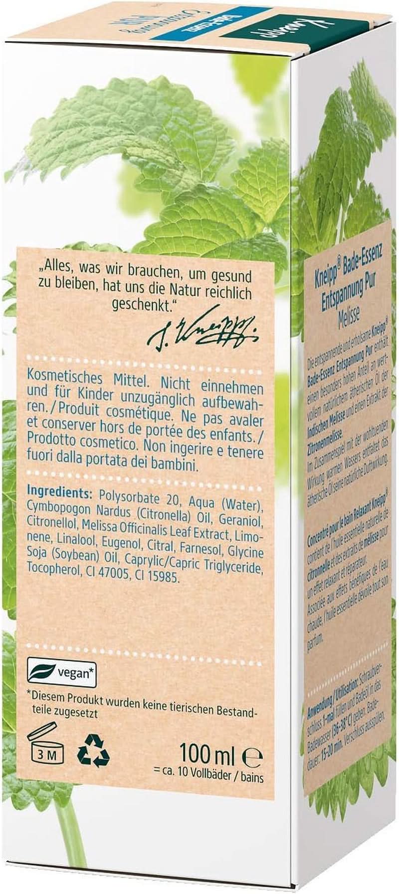 Kneipp Bade, badolie met natuurlijke essentiële olie van Indiase melissa en citroenmelisse-extract, 100 ml Naty Shop
