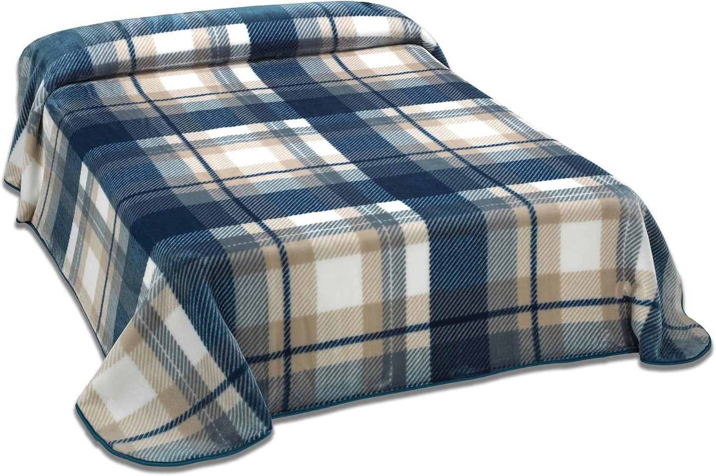 MANTAS MORA Bedrukte deken, groot volume, 100% polyester, 450 G/M², zacht, voor herfst/winter, Design Harmony K60, 260 X 240 cm, voor bedden met 160/180 cm, blauw Dekbedden en dekbedden Naty Shop Blauw 260X240Cm - Cama De 160/180Cm