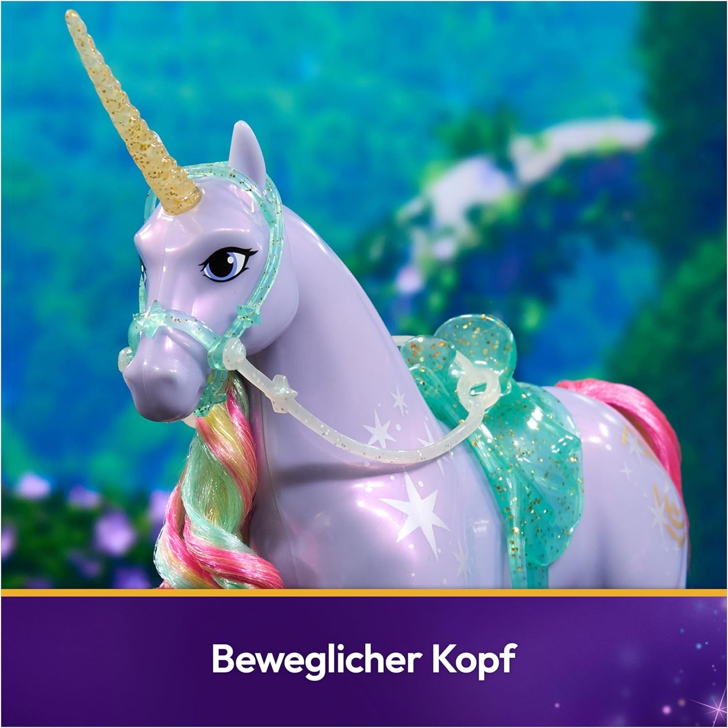 Wildstar Unicorn van Unicorn Academy - 28 cm grote originele Sophia eenhoorn uit de Netflix-serie met echte manen en staart, afneembaar hoofdstel, zadel en borstel, voor kinderen vanaf 4 jaar