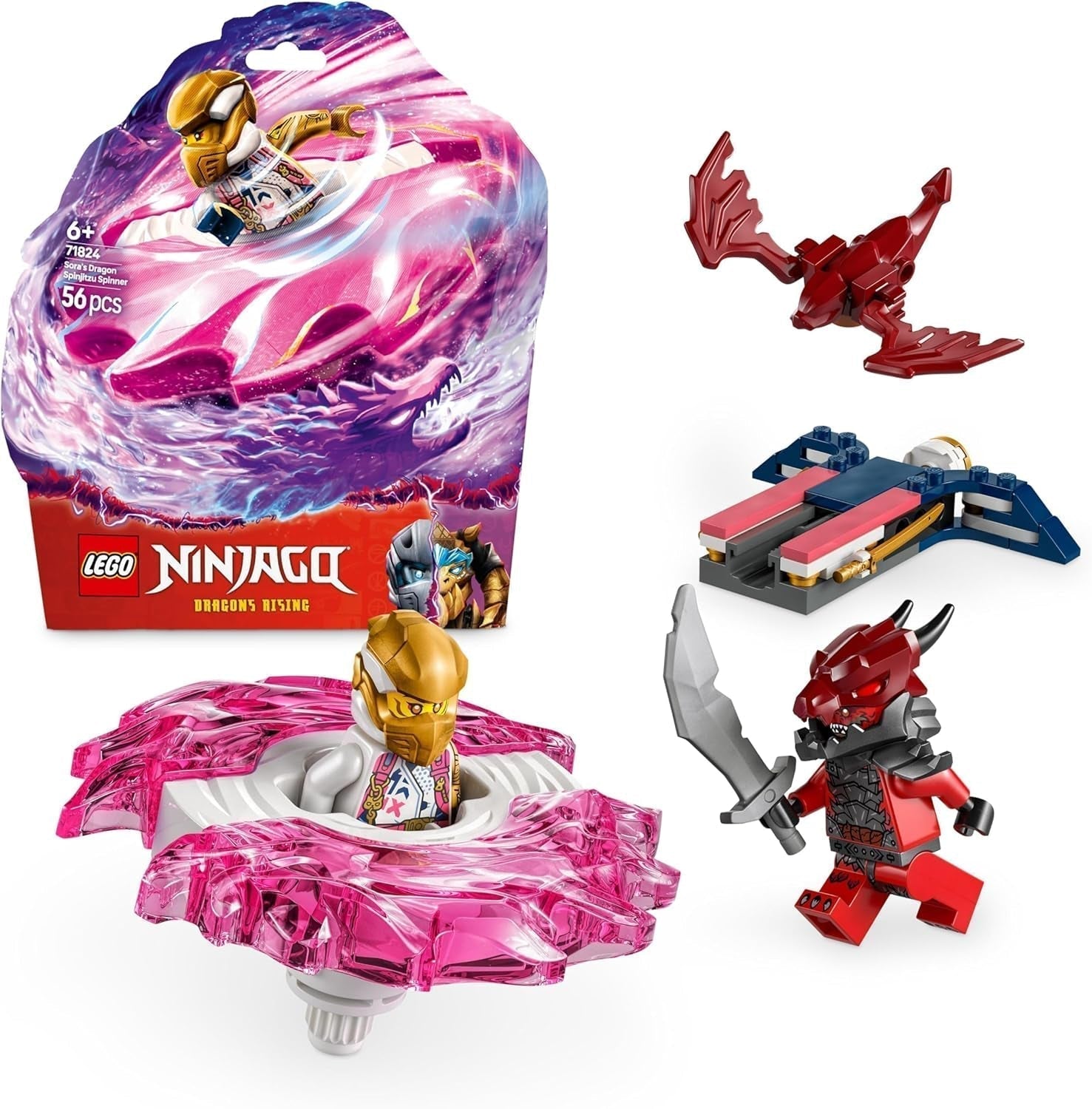 LEGO NINJAGO Sora's Draak Spinjitzu Spinner - Actie Ninja-speelgoed met 2 minifiguren - Kleine speelset voor kinderen - Cadeau-idee voor jongens en meisjes vanaf 6 jaar 71824 Bouwsets Bekijk de standaardtitel van de LEGO Store