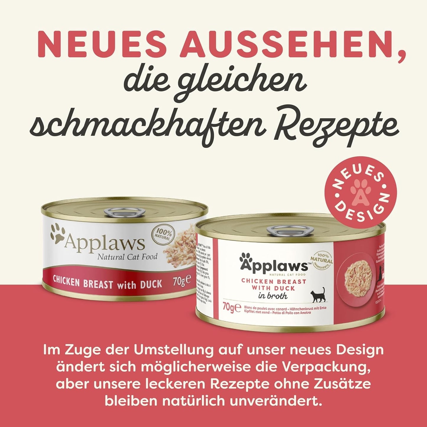 Applaws Premium natuurlijk natvoer voor katten, kip met eend in soep, blik 70 g (24x70 g)