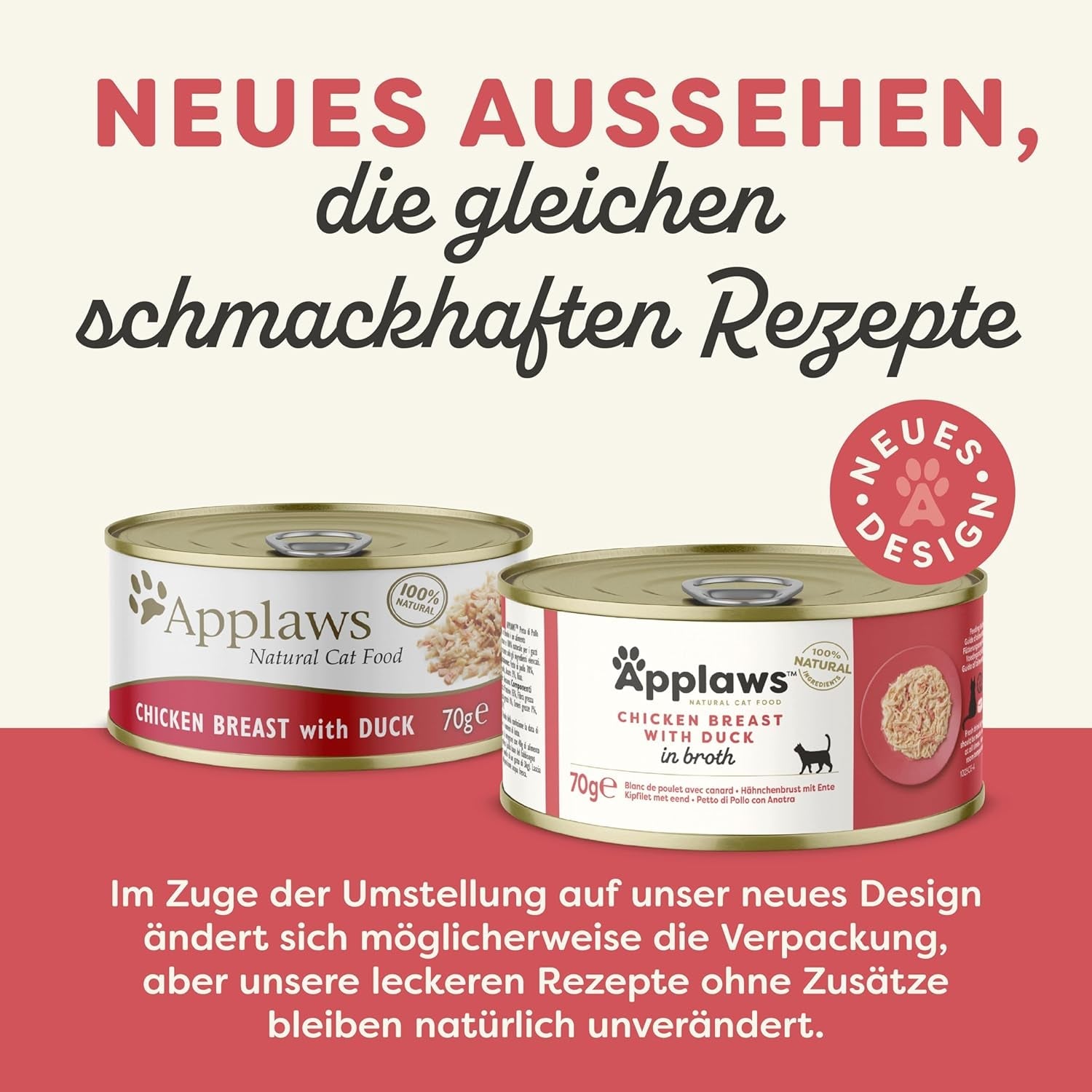 Applaws Premium natuurlijk natvoer voor katten, kip met eend in soep, blik 70 g (24x70 g)