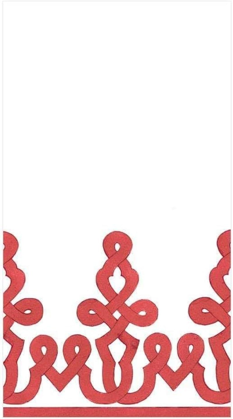 Dessin Passementerie papieren servetten, linnen, rood, 12 per verpakking