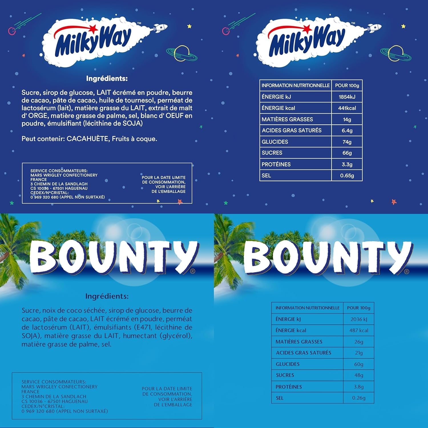 Gemengde mini's, Snickers, Bounty, Twix, Milky Way, chocolade bulkverpakking, één pakket (1 x 400 g) (pak van 5)