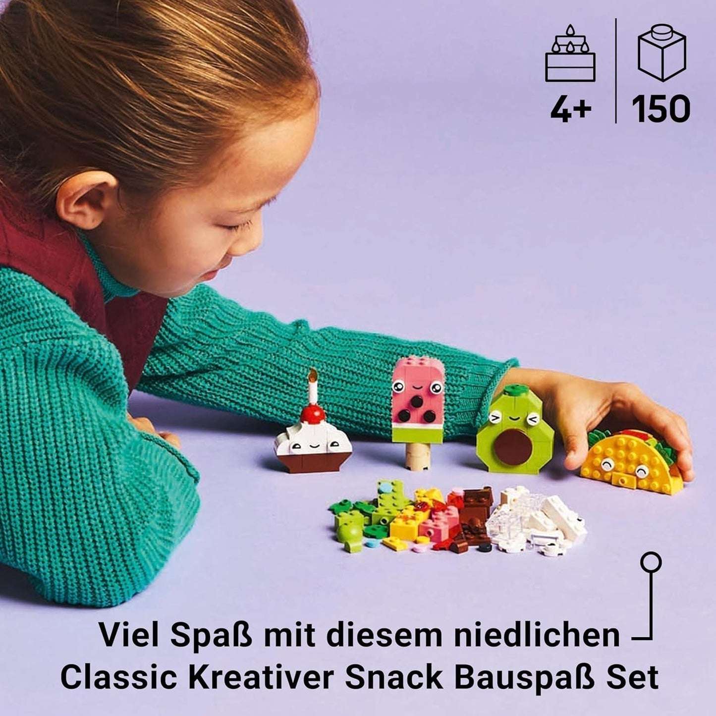 LEGO Classic Creatief snackbouwplezier, voedselspeelgoed voor fantasierijk rollenspel, bouwset voor jongens en meisjes vanaf 4 jaar, cupcake, avocado, ijslolly en taco 11039 Bouwsets Besuche in LEGO-Store