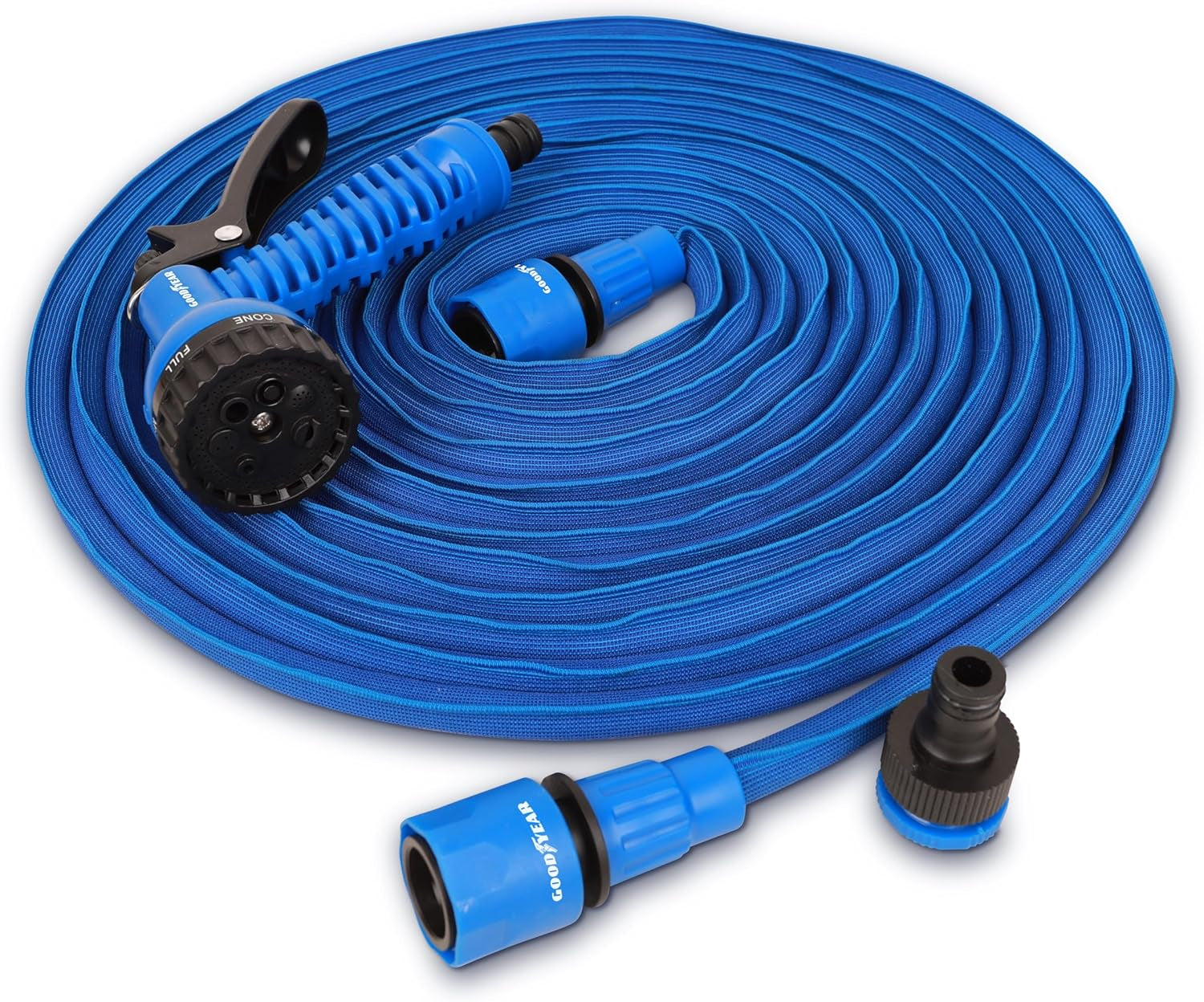 Goodyear - 30 m flexibele, draaivrije en lichtgewicht 3-laags tuinslang van latex en textiel met hoge dichtheid, ½" en ¾" snelkoppelingen + spuitpistool met 7 functies