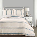 Weelderig decor gestreepte boerderijquilt, full/queen, grijze quilts en quilts Naty Shop King Blue