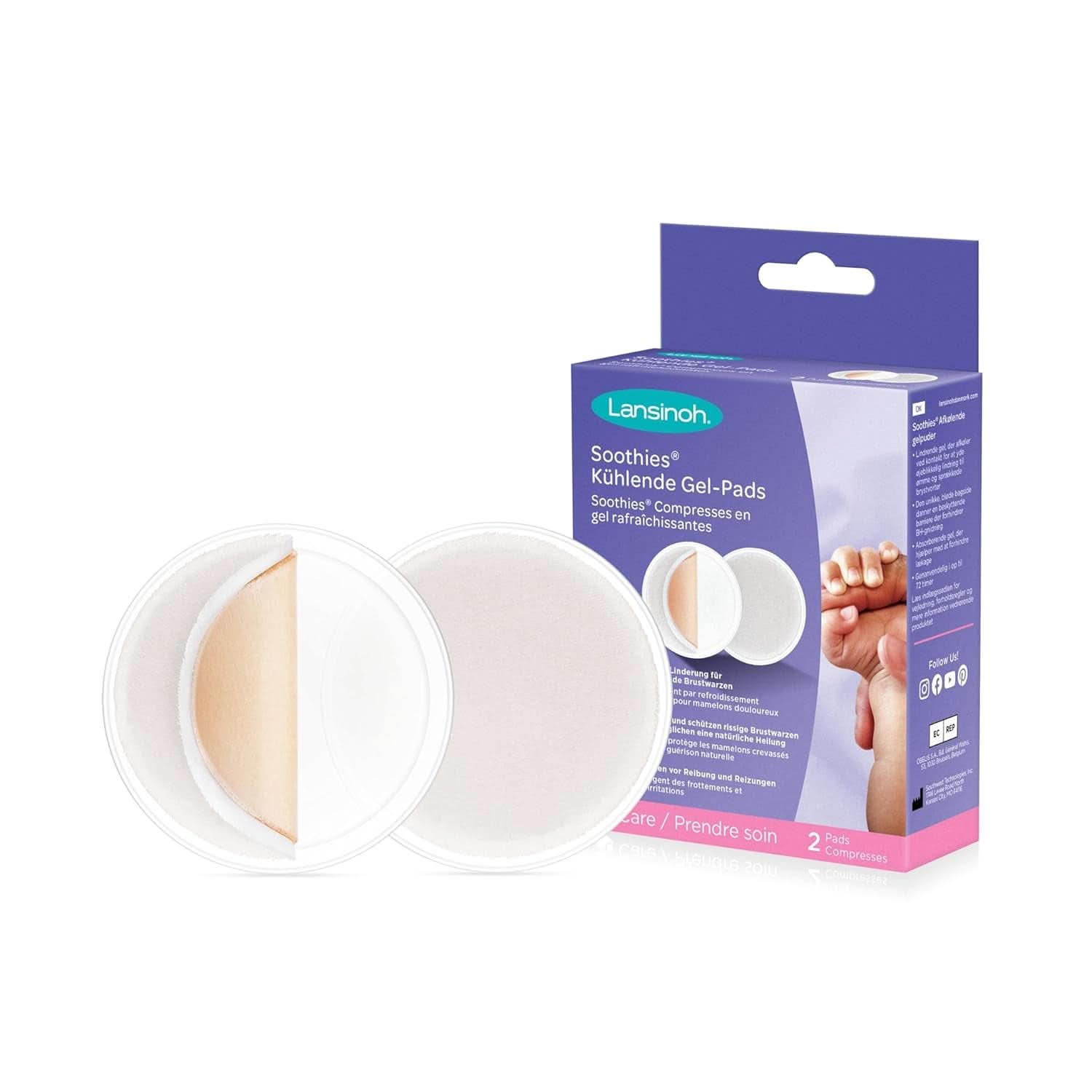 Lansinoh Soothies Kühlende Gel-Pads - 2 Stück - Beruhigen Und Schützen Schmerzende & Rissige Brustwarzen - Ermöglichen Natürliche Heilung, Damit Mütter Weiter Stillen Können Accessoires Voeding en borstvoeding Bebe Naty Shop