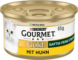 Gourmet Gold Succulent fijne reepjes, nat kattenvoer met kip, 12 stuks (12 x 85 g)