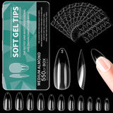 Alyvisun Ballet nageltips, 500 stuks volledig dekkende acryl nageltips met 240 stuks nagelstickers set, 10 maten transparante gelnageltips Zachte gelnageltips Ballerina nageltips