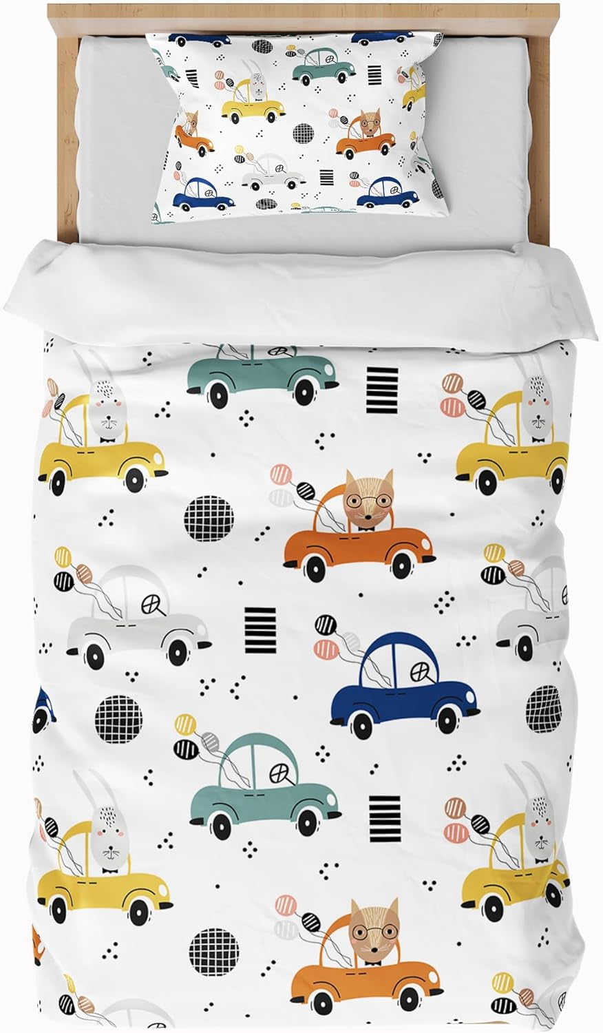 Beddengoed voor kinderen, jongens, diverse modellen, met ritssluiting, microvezel polyester Beddengoed - kinderen Naty Shop Auto 100X135 Cm + 40X60 Cm