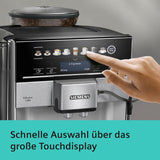 Siemens EQ.6 plus s300 automatische espressomachine TE653501DE, voor vele koffiespecialiteiten, melkopschuimer, keramische molen, dubbele koffiefunctie, antikalk, automatische stoomreiniging, 1500 W, zilver