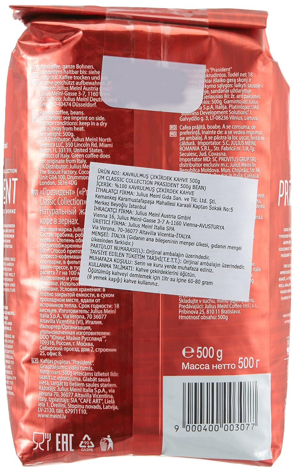 President hele bonen, pakket van 2 (2 x 500 g)