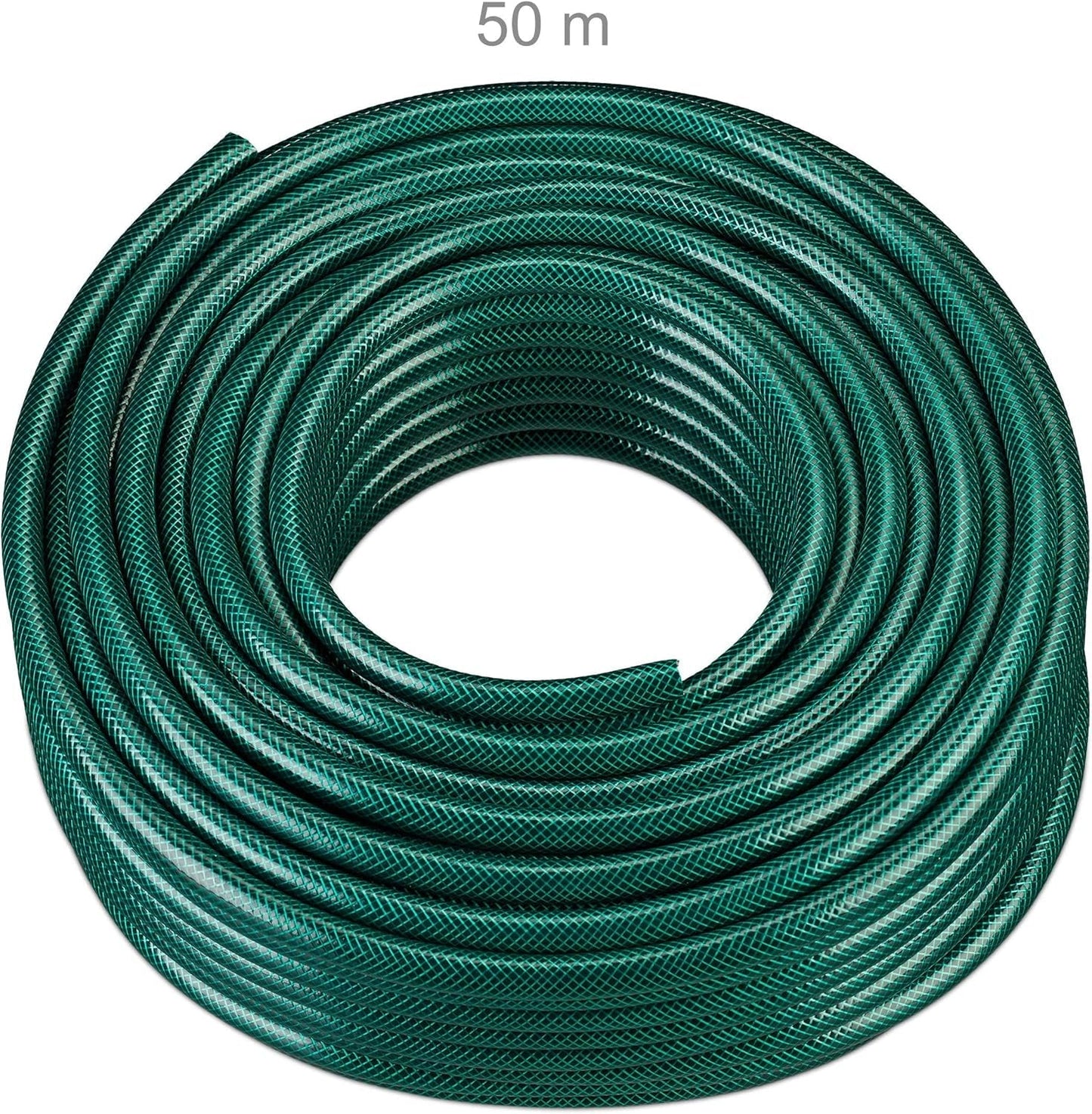 Relaxdays tuinslang 50m universele waterslang 1/2 inch van PP voor het besproeien van bloembedden en gazons donkergroen groen